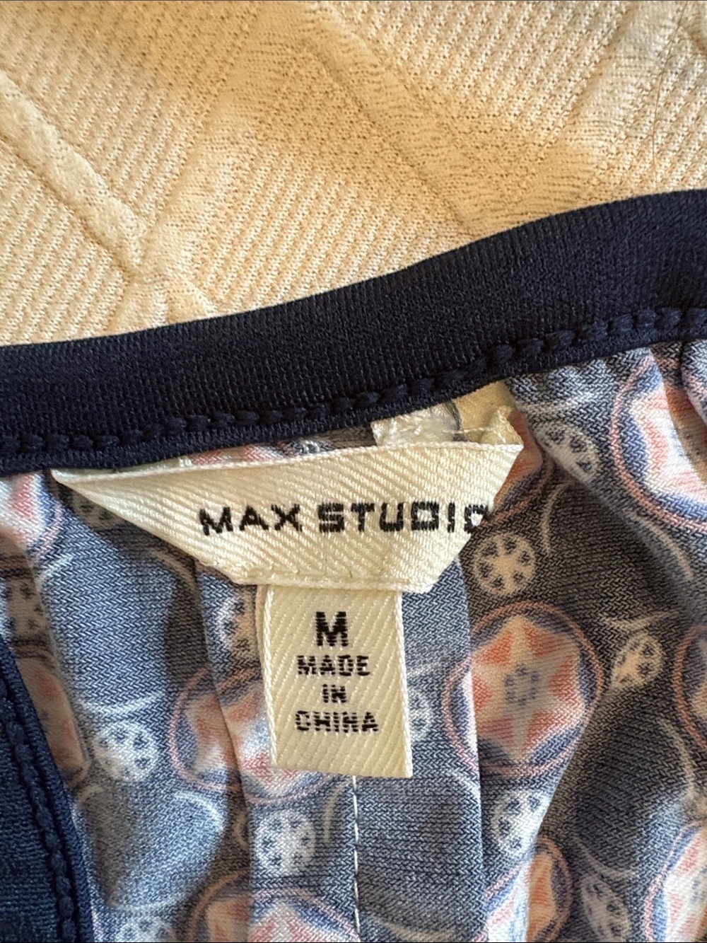 Max Studio Navy Dress with Pink Medallion Print - Picture 4 of 4